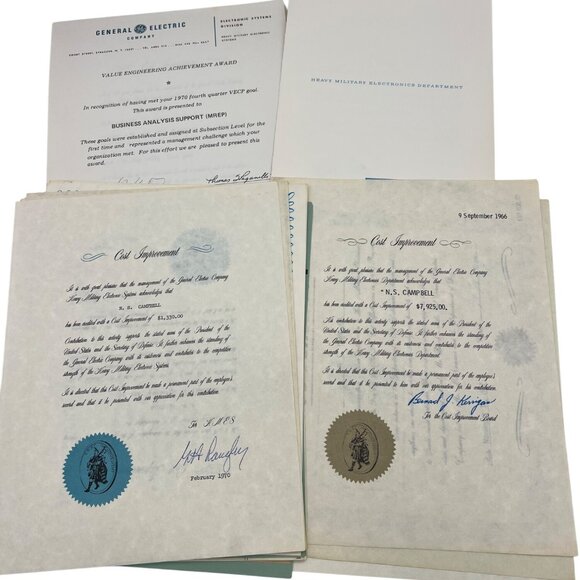 GE Defense Electronics Cost Improvement Letters & Award Docs 1950s–80s Lot - Picture 5 of 6